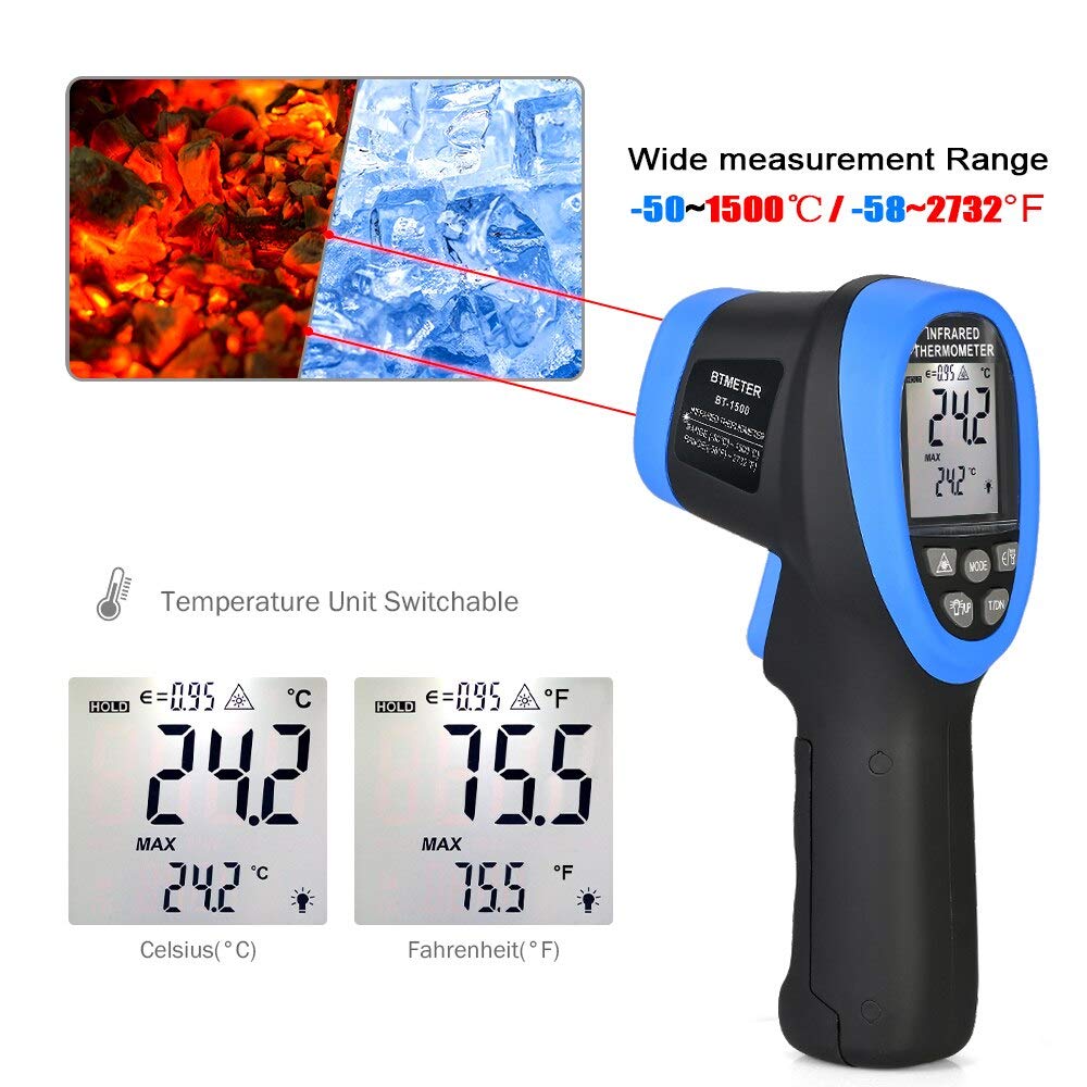 Industrial Laser Gun - -50℃ to 1500℃ Laser Thermometer Gun