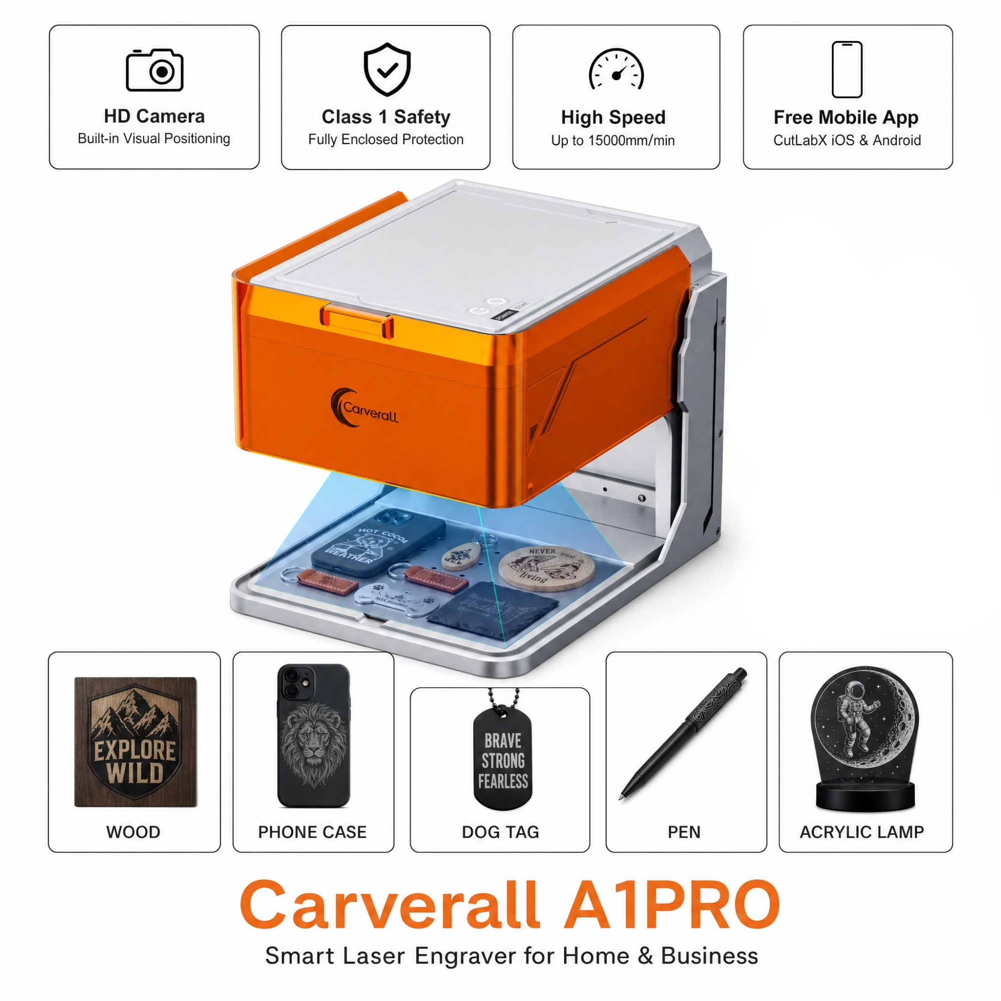 Industrial Laser Tool - Carverall A1PRO Desktop Laser Engraver and