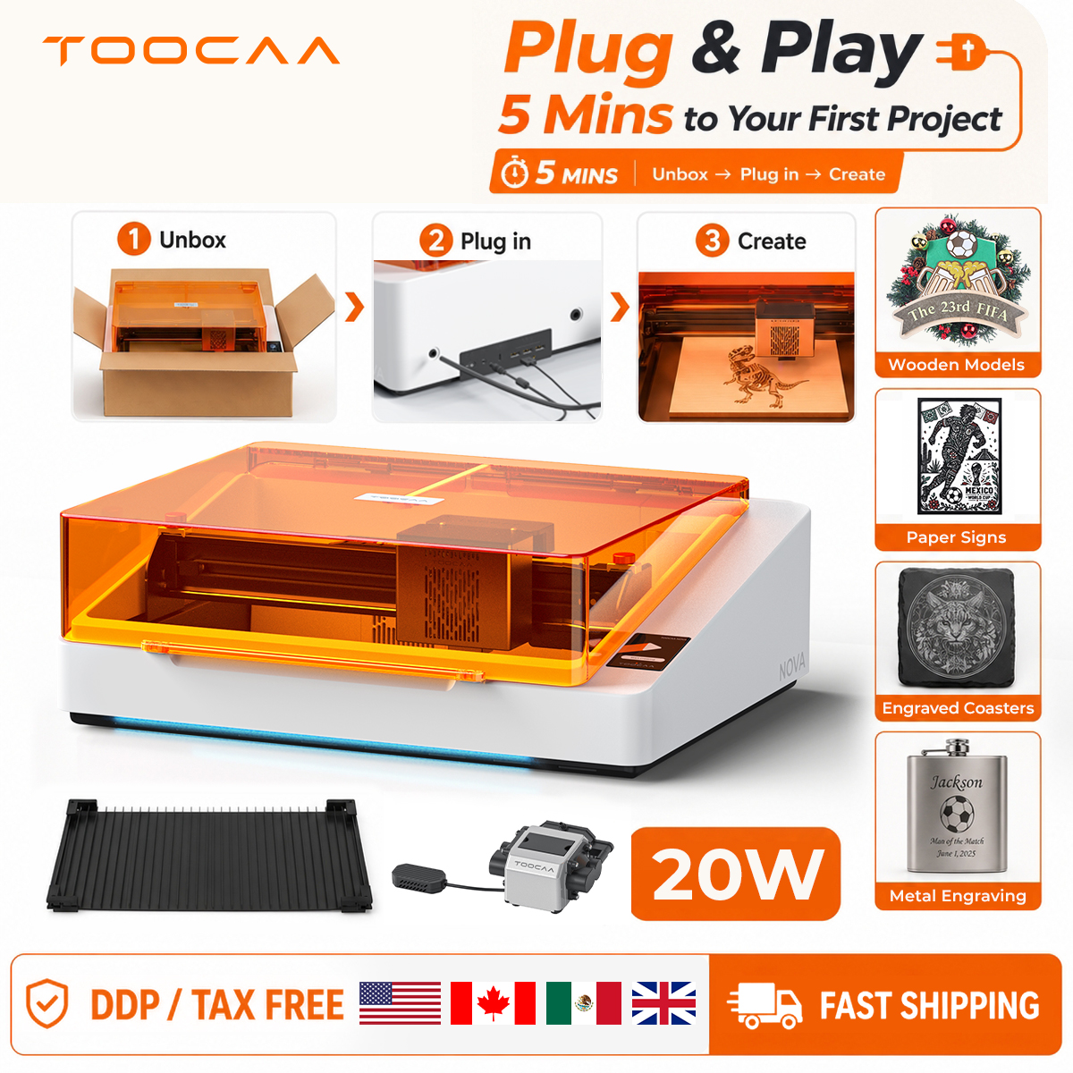 Industrial Laser Tool - TOOCAA NOVA 20W Beginner-Friendly Laser Engraver