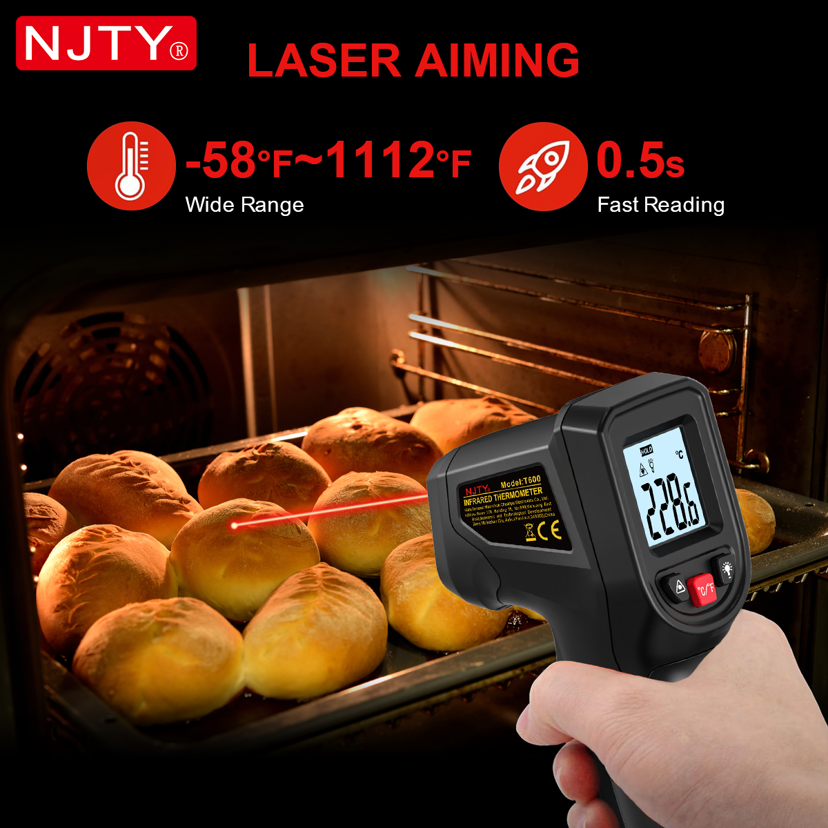 NJTY T600 Infrared Thermometer - Industrial Laser Gun review and price